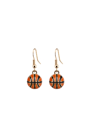 SA3-3-3-27563HY-G - BASKETBALL EPOXY SPORTS DANGLE HOOK EARRINGS/6PCS