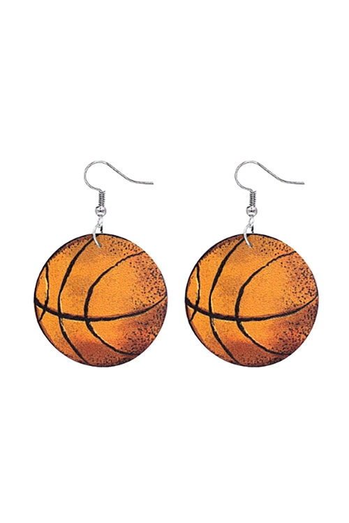 S1-7-5-27706-R - GAMEDAY BASKETBALL PRINT EARRINGS/1PC