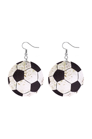 S1-3-2-27707-R - GAMEDAY SOCCER PRINT EARRINGS/1PC