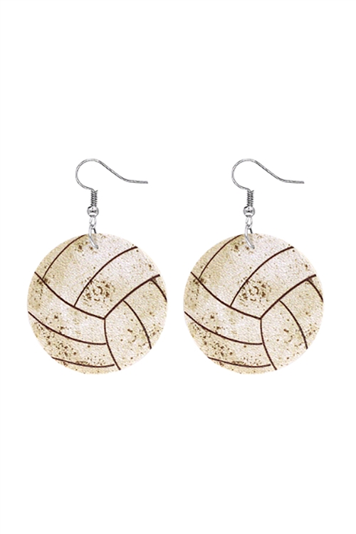 S1-7-5-27708-R - GAMEDAY VOLLEYBALL PRINT EARRINGS/1PC