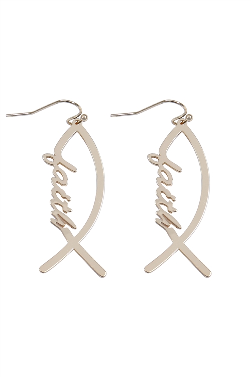 S1-8-2-28146-G -  FAITH FISH HOOK EARRINGS-GOLD/1PC