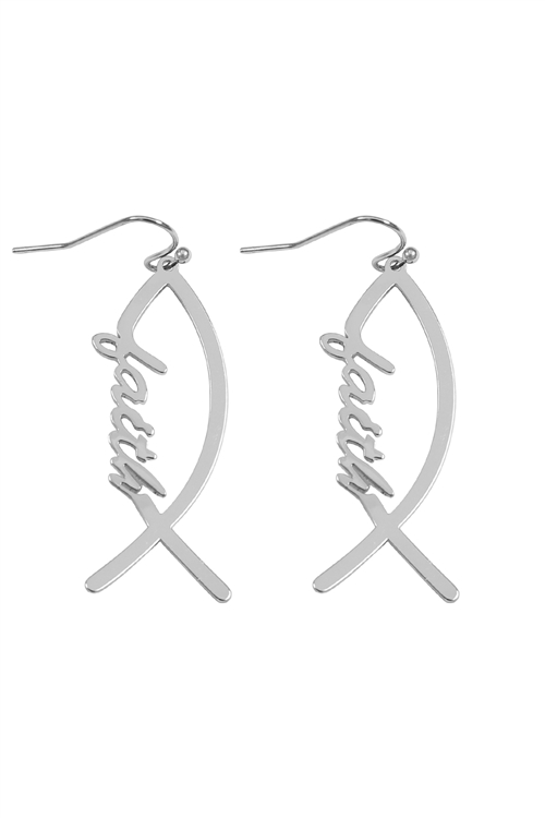 S1-8-2-28146-R - FAITH FISH HOOK EARRINGS-SILVER/1PC