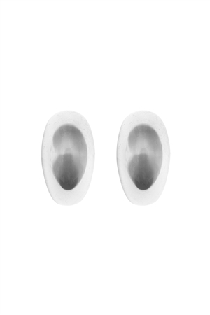 S1-7-1-28163-R - PUFFY BEAN STUD EARRINGS-SILVER/1PC