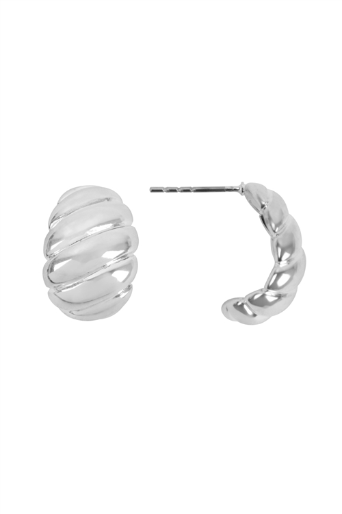 S1-6-2-28164-R - CROISSANT SHAPE  POST EARRINGS-SILVER/1PC