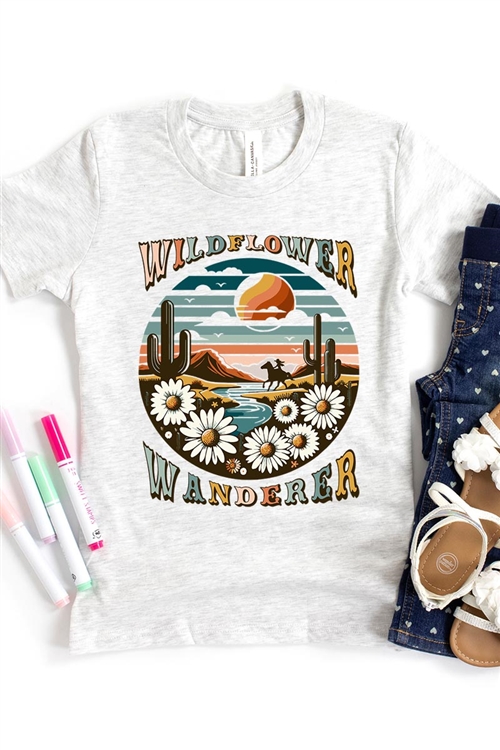 PO-3001Y-E2278Z-ASH - WILDFLOWER WANDERER WESTERN DESERT KIDS GRAPHIC T SHIRTS- ASH-2-2-2-2