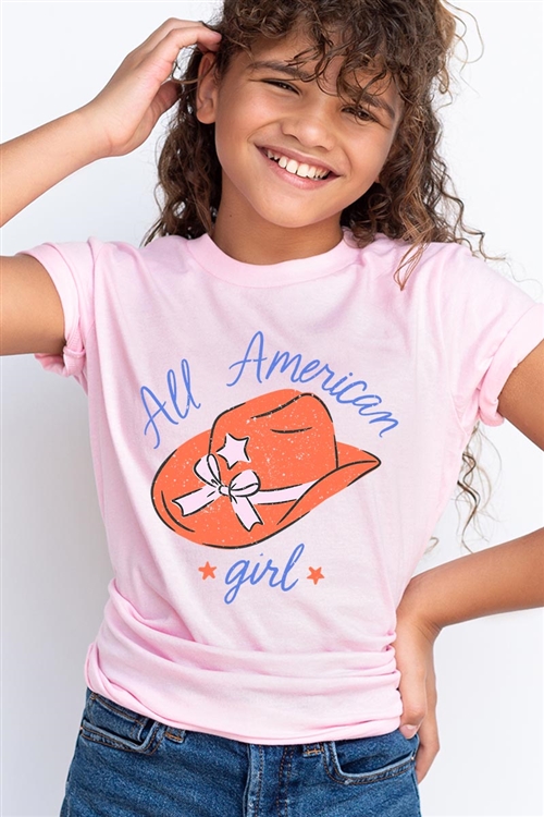 PO-3001Y-E2280-PIN - ALL AMERICAN GIRL FOURTH OF JULY GRAPHIC GARMENT DYED T SHIRTS- PINK-2-2-2-2