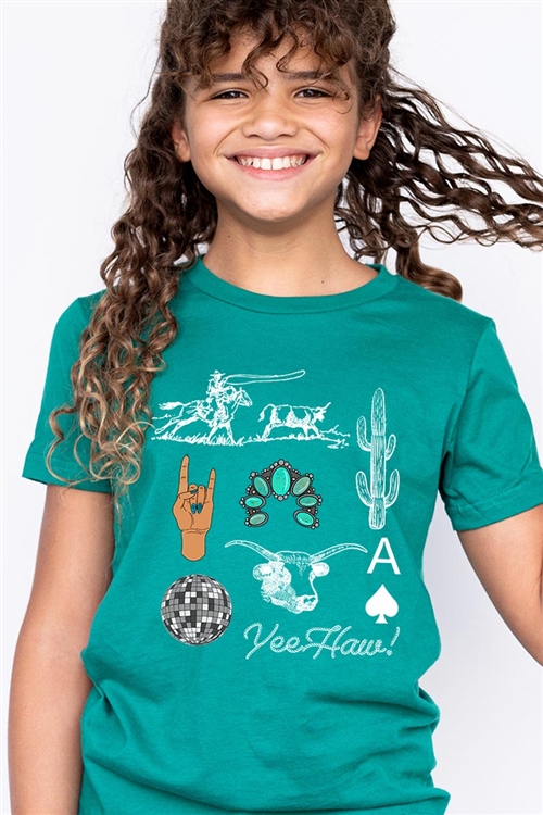 PO-3001Y-E2310Z-KELL - WESTERN CULTURE LIFE KIDS GRAPHIC T SHIRTS- KELLY-2-2-2-2