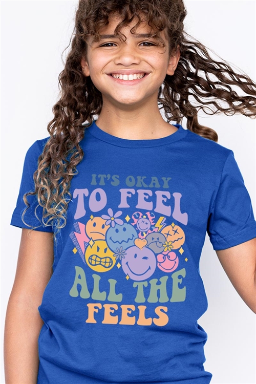 PO-3001Y-E2329Z-TRU - ITS OKAY TO FEEL ALL THE FEELS FACE KIDS GRAPHIC T SHIRTS- TRUE NAVY-2-2-2-2