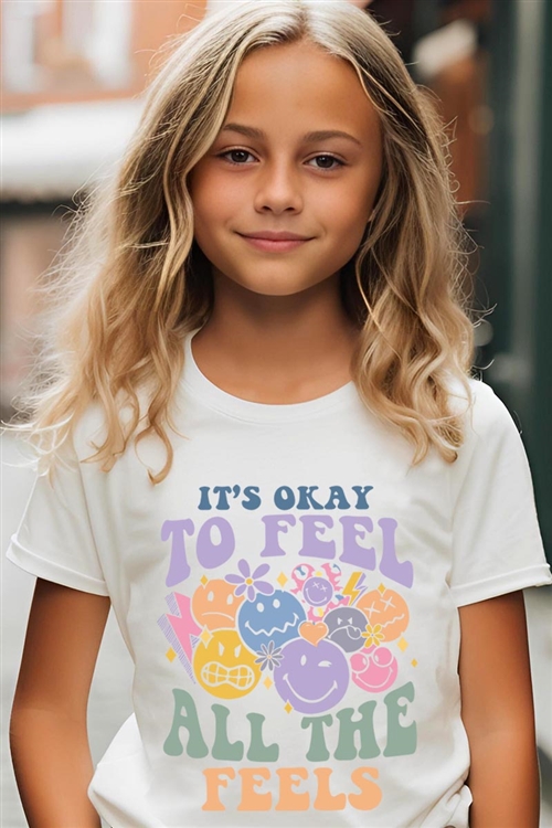 PO-3001Y-E2329Z-VIN - ITS OKAY TO FEEL ALL THE FEELS FACE KIDS GRAPHIC T SHIRTS- VINTAGE WHITE-2-2-2-2