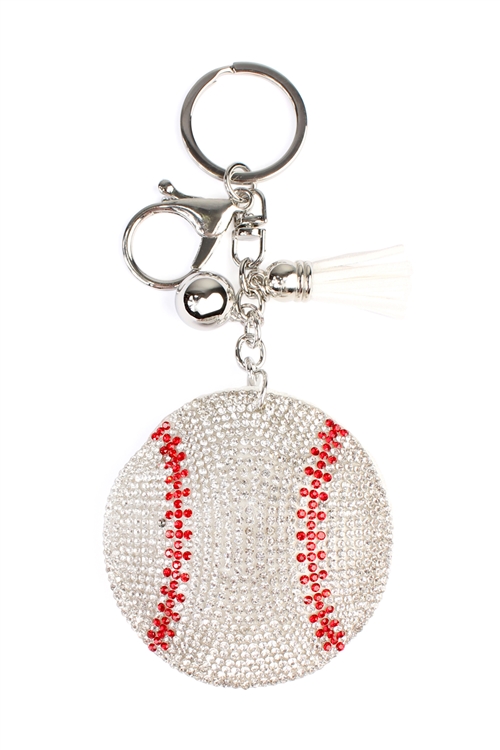 S28-7-2-31250WH-S-BASEBALL SPORTS KEYCHAIN-WHITE/6PCS