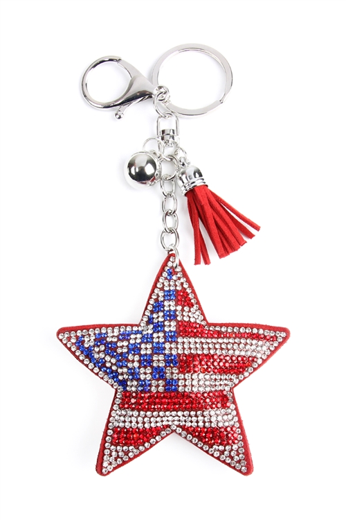 S22-6-4-31345LSI-S - USA FLAG STAR KEYCHAIN/6PCS