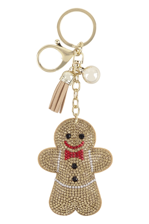 S18-10-4-31435XLCT-G - GINGERBREAD MAN KEYCHAIN - GOLD/6PCS