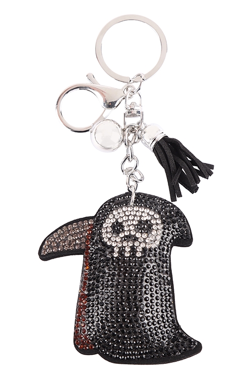 S4-6-4-31471HJT-R - (HALLOWEEN) CUTE GRIM REAPER WITH SCYTHE KEYCHAIN - BLACK/1PC