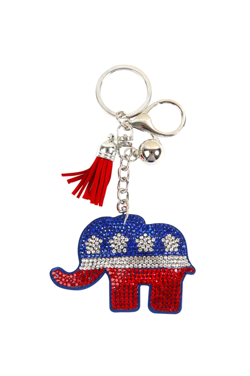 S1-7-2-31475LSA-R - REPUBLICAN ELEPHANT KEYCHAIN/6PCS