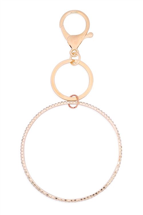 237-F-31535-2CR-G - 2 LINE BANGLE KEYCHAIN - CRYSTAL GOLD/6PCS