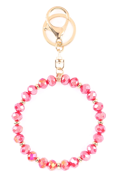 S18-9-1-31584LSI-G - GLASS BEADS BANGLE KEYCHAIN - PINK/1PC