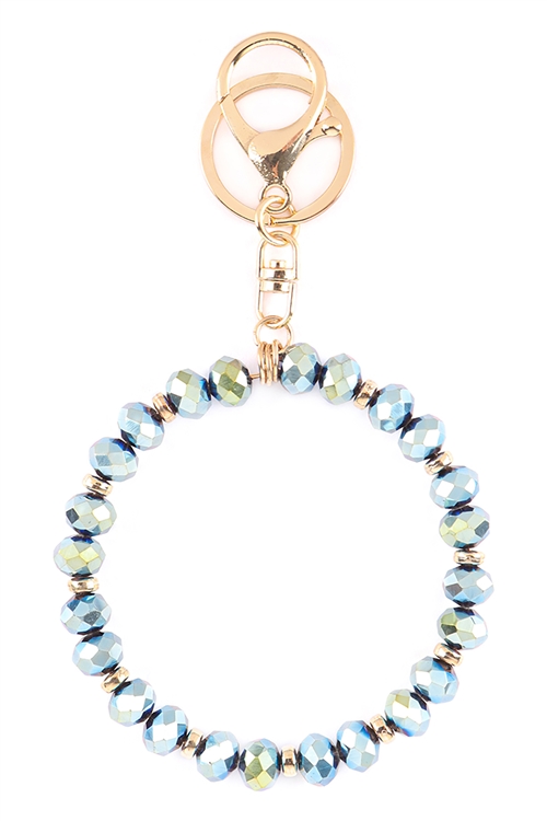 S5-6-2-31584VM-G - GLASS BEADS BANGLE KEYCHAIN - MONTANA BLUE/1PC