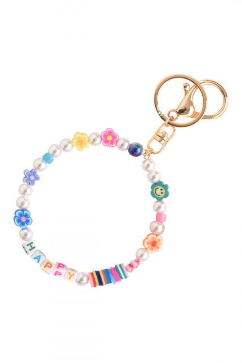 A1-2-3/S5-6-1-31596MU-G - HAPPY MULTI PEARL BEADS WRISTLET BRACELET - MULTICOLOR GOLD/6PCS