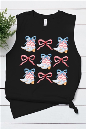 PO-3483-E2273-B - COQUETTE 4TH OF JULY AMERICA PATRIOTIC GRAPHIC MUSCLE TANK TOP- BLACK-2-2-2