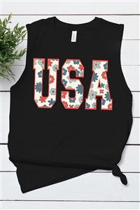 PO-3483-E2274-B - USA 4TH OF JULY AMERICA PATRIOTIC GRAPHIC MUSCLE TANK TOP- BLACK-2-2-2