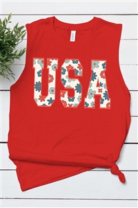 PO-3483-E2274-RE - USA 4TH OF JULY AMERICA PATRIOTIC GRAPHIC MUSCLE TANK TOP- RED-2-2-2