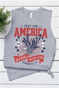 PO-3483-E2275-ATH - EAGLE PRAY FOR AMERICA CHRISTIAN GRAPHIC MUSCLE TANK TOP- ATHLETIC H-2-2-2