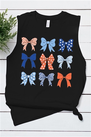 PO-3483-E2279-B - BOWS RIBBONS FOURTH OF JULY GRAPHIC GARMENT DYED T SHIRTS- BLACK-2-2-2