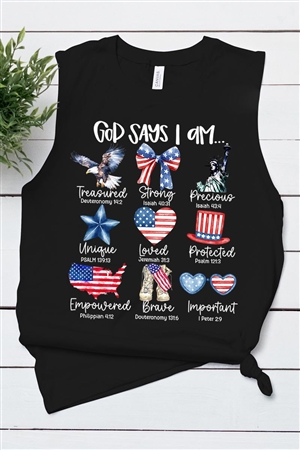 PO-3483-E2339-B - GOD SAYS I AM BIBLE GRAPHIC MUSCLE TANK TOP- BLACK-2-2-2