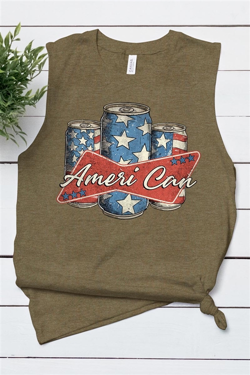 PO-3483-E2340-HOLI - AMERI CAN 4TH OF JULY GRAPHIC MUSCLE TANK TOP- H.OLIVE-2-2-2