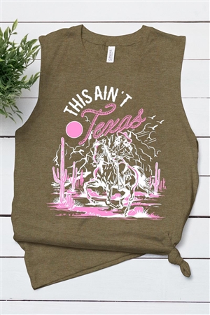 PO-3483-E2341-HOLI - THIS AINT TEXAS COWGIRL BOOTS GRAPHIC MUSCLE TANK TOP- H.OLIVE-2-2-2