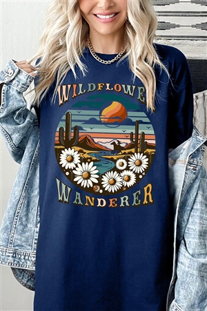 PO-5000-E2278-NAV - WILDFLOWER WANDERER WESTERN DESERT GRAPHIC GARMENT DYED T SHIRTS- NAVY-2-2-2-2