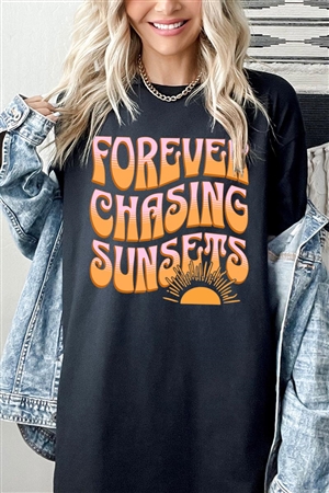 PO-5000-E2309-B - FOREVER CHASING SUNSETS GRAPHIC HEAVYWEIGHT T SHIRTS- BLACK-2-2-2-2