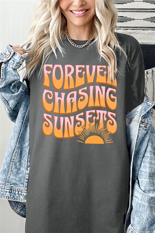 PO-5000-E2309-CHA - FOREVER CHASING SUNSETS GRAPHIC HEAVYWEIGHT T SHIRTS- CHARCOAL-2-2-2-2