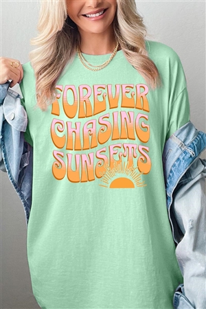 PO-5000-E2309-MINT - FOREVER CHASING SUNSETS GRAPHIC HEAVYWEIGHT T SHIRTS- MINT-2-2-2-2