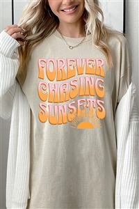 PO-5000-E2309-SAN - FOREVER CHASING SUNSETS GRAPHIC HEAVYWEIGHT T SHIRTS- SAND-2-2-2-2