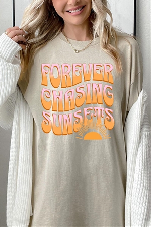 PO-5000-E2309-SAN - FOREVER CHASING SUNSETS GRAPHIC HEAVYWEIGHT T SHIRTS- SAND-2-2-2-2