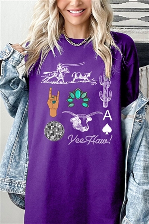 PO-5000-E2310-PU - WESTERN CULTURE LIFE GRAPHIC HEAVYWEIGHT T SHIRTS- PURPLE-2-2-2-2