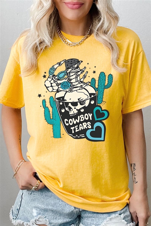 PO-5000-E2313-DAI - COWBOY TEARS SKULL WESTERN GRAPHIC HEAVYWEIGHT T SHIRTS- DAISY-2-2-2-2