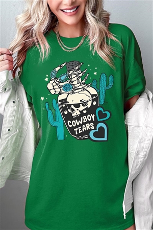 PO-5000-E2313-TURF - COWBOY TEARS SKULL WESTERN GRAPHIC HEAVYWEIGHT T SHIRTS- TURF GREEN-2-2-2-2