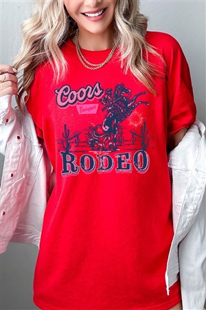 PO-5000-E2314-RE - COORS RODEO WESTERN GRAPHIC HEAVYWEIGHT T SHIRTS- RED-2-2-2-2