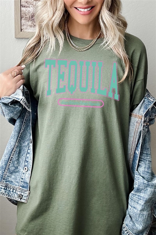 PO-5000-E2321-MIL - TEQUILA SUMMER DRINK GRAPHIC HEAVYWEIGHT T SHIRTS- MILITARY GREEN-2-2-2-2