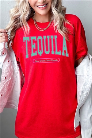 PO-5000-E2321-RE - TEQUILA SUMMER DRINK GRAPHIC HEAVYWEIGHT T SHIRTS- RED-2-2-2-2