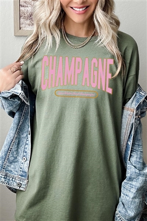 PO-5000-E2322-MIL - CHAMPAGNE SUMMER DRINK GRAPHIC HEAVYWEIGHT T SHIRTS- MILITARY GREEN-2-2-2-2