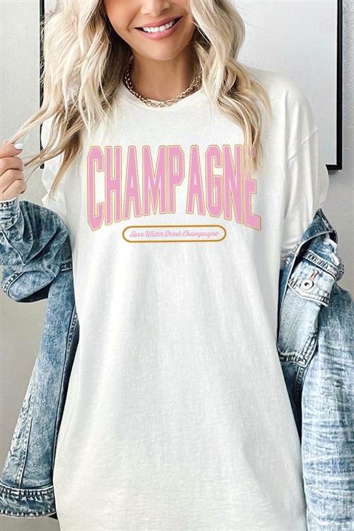 PO-5000-E2322-NAT - CHAMPAGNE SUMMER DRINK GRAPHIC HEAVYWEIGHT T SHIRTS- NATURAL-2-2-2-2