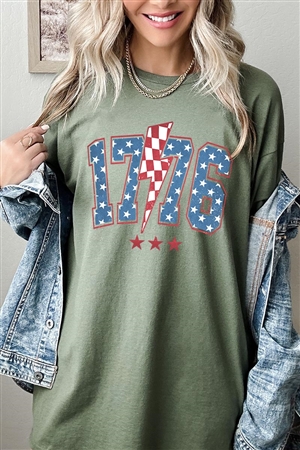 PO-5000-E2325-MIL - 1776 AMERICA 4TH OF JULY GRAPHIC HEAVYWEIGHT T SHIRTS- MILITARY GREEN-2-2-2-2
