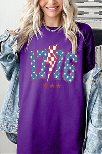 PO-5000-E2325-PU - 1776 AMERICA 4TH OF JULY GRAPHIC HEAVYWEIGHT T SHIRTS- PURPLE-2-2-2-2