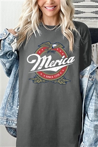 PO-5000-E2331-CHA - MERICA SINCE 1776 AMERICAN EAGLE BEER GRAPHIC HEAVYWEIGHT T SHIRTS- CHARCOAL-2-2-2-2