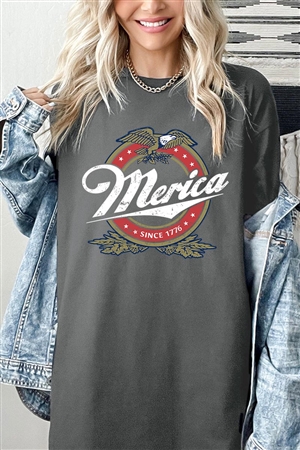 PO-5000-E2331-CHA - MERICA SINCE 1776 AMERICAN EAGLE BEER GRAPHIC HEAVYWEIGHT T SHIRTS- CHARCOAL-2-2-2-2