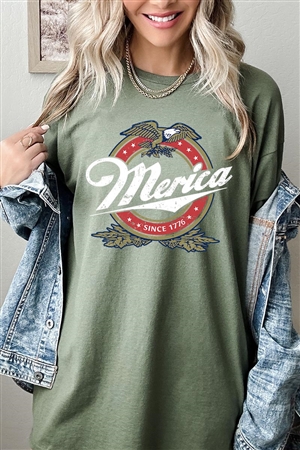 PO-5000-E2331-MIL - MERICA SINCE 1776 AMERICAN EAGLE BEER GRAPHIC HEAVYWEIGHT T SHIRTS- MILITARY GREEN-2-2-2-2