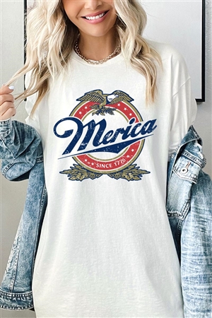 PO-5000-E2331-NAT - MERICA SINCE 1776 AMERICAN EAGLE BEER GRAPHIC HEAVYWEIGHT T SHIRTS- NATURAL-2-2-2-2